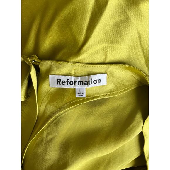 NEW Reformation Jennis Silk Halter Mini Dress in Algae Green Size Large - Picture 5 of 6